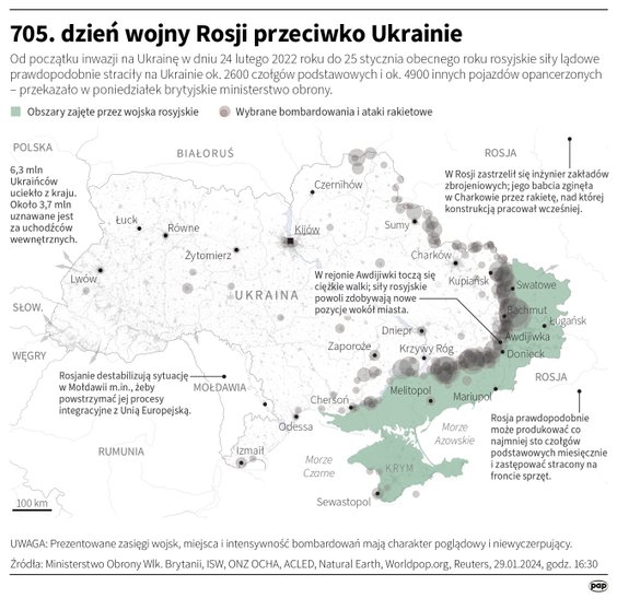 This is the situation on the Ukrainian front on the 705th day of the war between Russia and Ukraine.