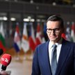 Premier Mateusz Morawiecki podczas konferencji prasowej w budynku „Europa” w Brukseli