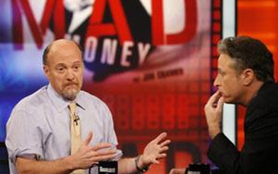 Od lewej: Jim Cramer ("Mad Money" CNBC, Jon Stewart ( "The Daily Show", Comedy Central)