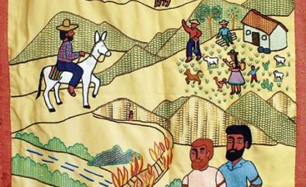 Zakonników uwieczniono na utkanym w Peru gobelinie (fot. www.misjekrak.franciszkanie.pl)