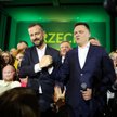 Szymon Hołownia i Władysław Kosiniak-Kamysz, wieczór wyborczy Trzeciej Drogi, 15 października