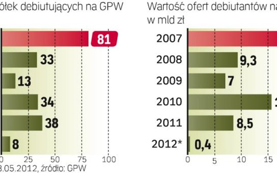 Tylko 8 firm zadebiutowało na GPW w 2012 roku