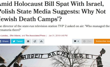 „Haaretz” o „Żydowskich obozach zagłady” na antenie TVP
