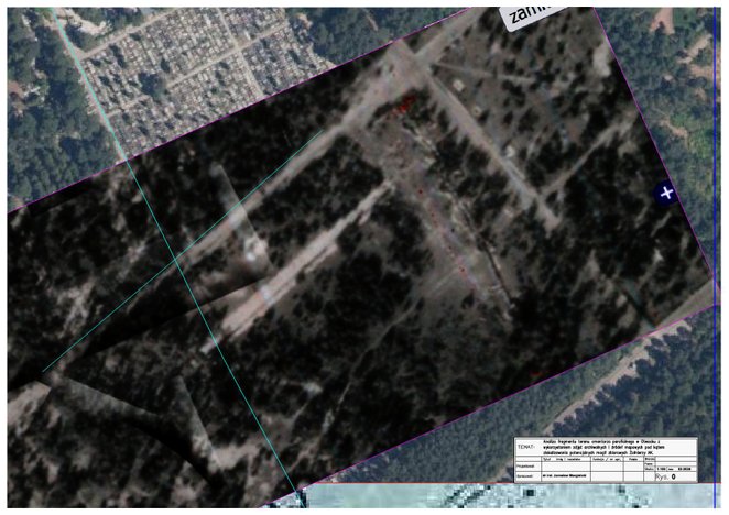 Kombinacja historycznych i współczesnych zdjęć potwierdzające topografię i właściwą lokalizację miej