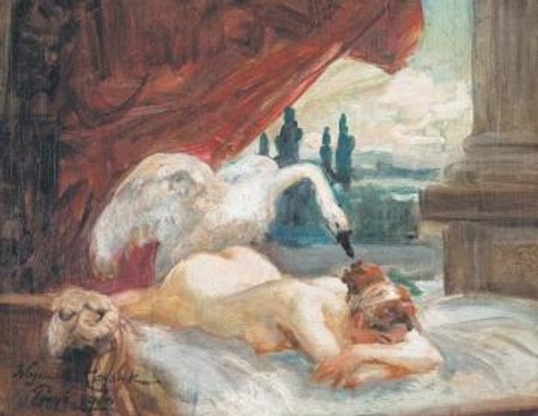Wojciech Kossak namalował „Ledę z łabędziem”.