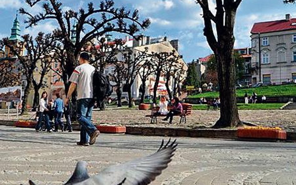 Rynek w Przemyślu jest unikalny ze względu na pochyłą płytę wyłożoną kamieniem. Według koncepcji mia