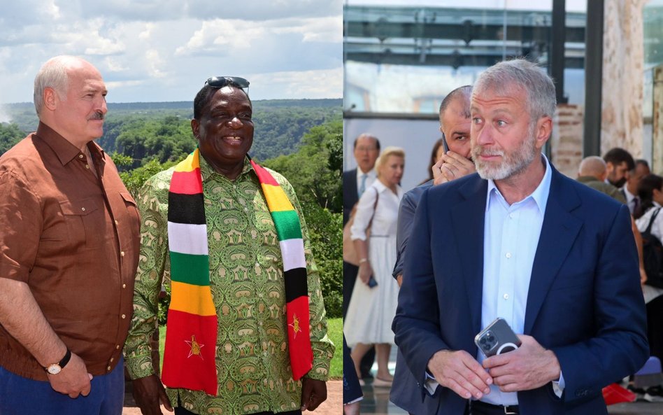 Aleksandr Łukaszenko w czasie wizyty w Zimbabwe i Roman Abramowicz w Stambule