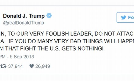 Donald Trump w 2013 roku: Prezydencie Obamo, nie atakuj Syrii