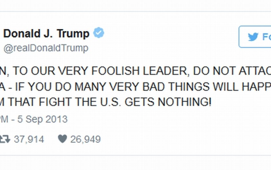 Donald Trump w 2013 roku: Prezydencie Obamo, nie atakuj Syrii