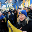 Ukraińscy nacjonaliści protestowali w poniedziałek przed polską ambasadą w Kijowie