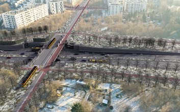 Wizualizacja wiaduktu nad al. Stanów Zjednoczonych