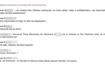 Zapis rozmowy prawników - jeden reprezentuje szantażystów, drugi - inwestora