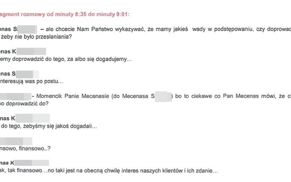 Zapis rozmowy prawników - jeden reprezentuje szantażystów, drugi - inwestora