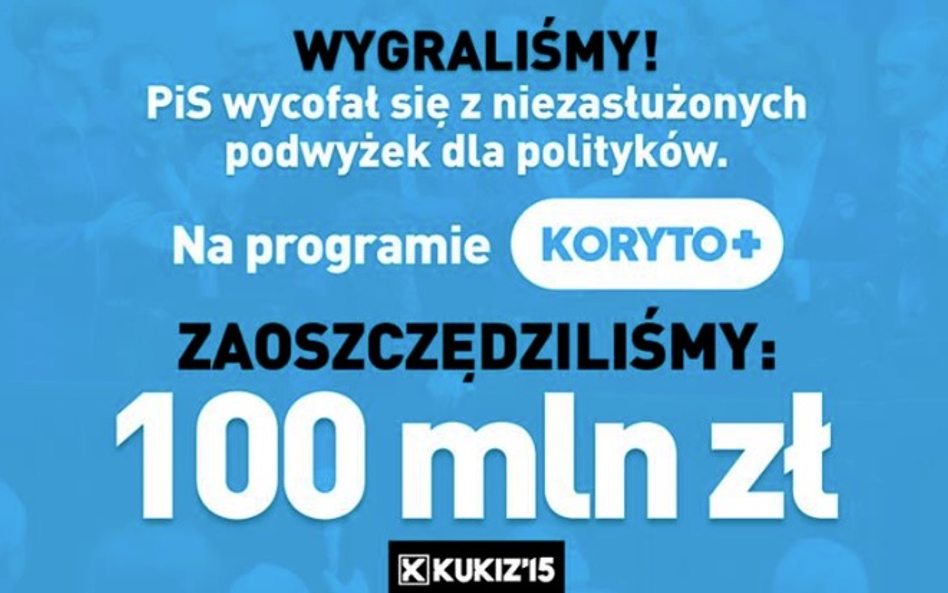 Paweł Kukiz dziękuje mediom za rozpropagowanie hasła "Koryto+"