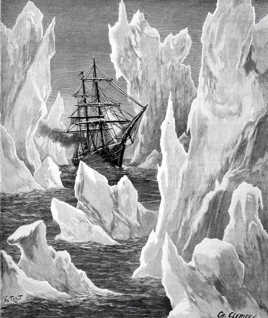 Statek „Belgica” był uwięziony w lodzie Morza Bellinghausena przy Półwyspie Antarktycznym między lut