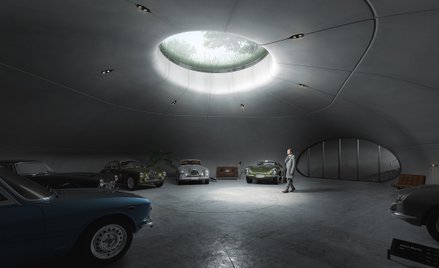 Światło do podziemnego garażu wpada przez świetlik o średnicy 3 metrów.