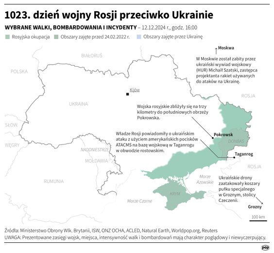Tak wyglądała sytuacja na froncie w 1023 dniu wojny