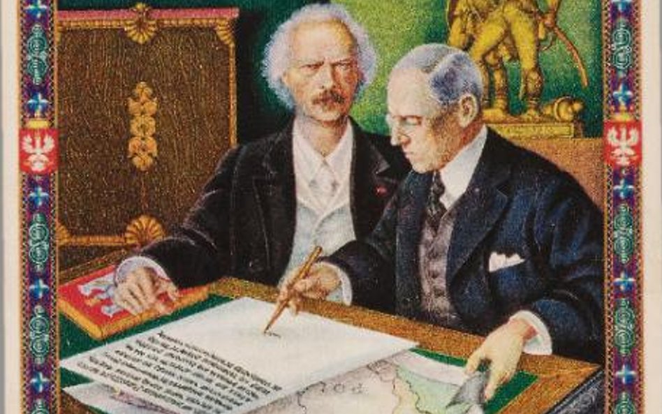 Artur Szyk, pocztówka: Wilson i Paderewski.