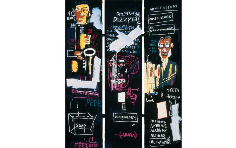 ?Jean-Michel Basquiat, „Grający na rogu”, 1983, akryl, olej na płótnie Douglas M. Parker Studio, Los