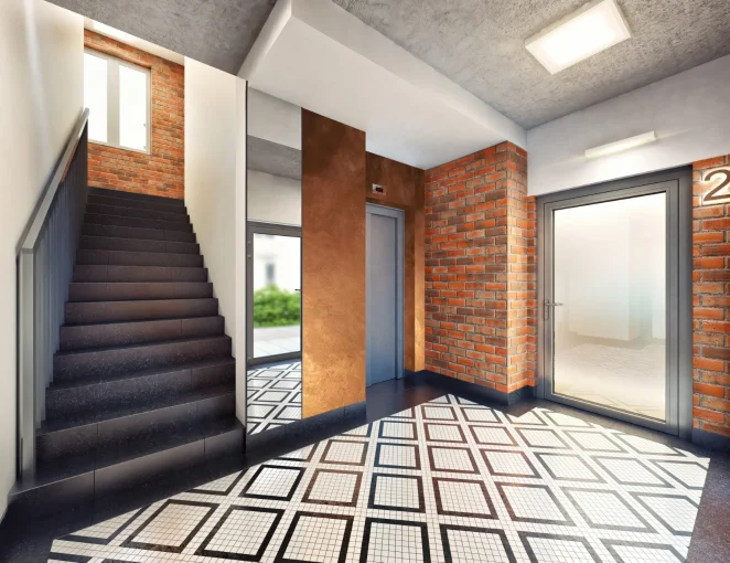 Podczas rewitalizacji budynek wyposażono w nowoczesne udogodnienia, w tym windę, nową klatkę schodow