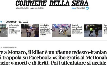 Włoska prasa: Reakcje po zamachu w Monachium