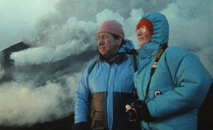 Katia i Maurice Krafftowie podczas wyprawy na jeden z wulkanów