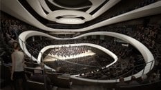 Wizualizacja nowej sali koncertowej Warszawy dla orkiestry Sinfonia Varsovia. Projekt austriackiego 