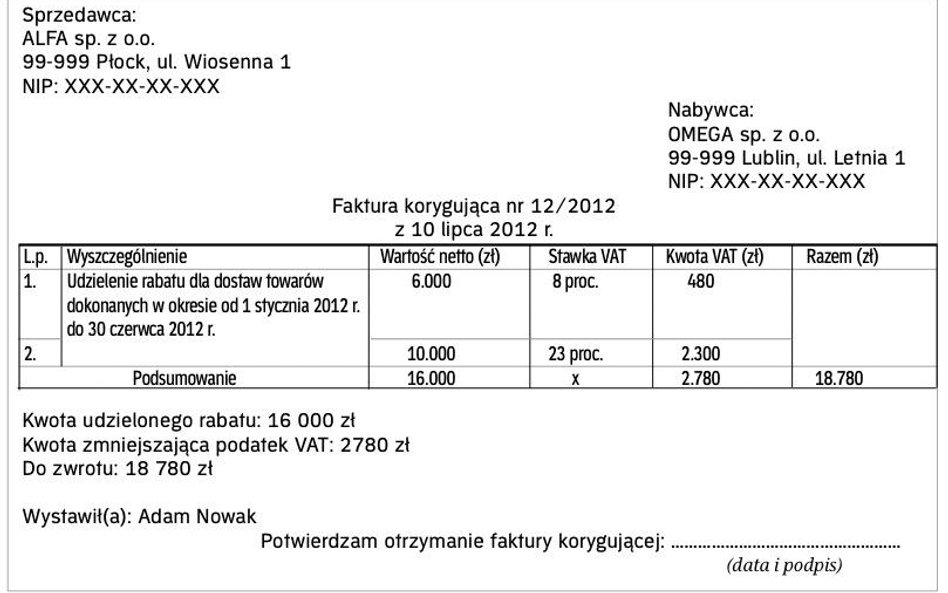 Faktura korygująca