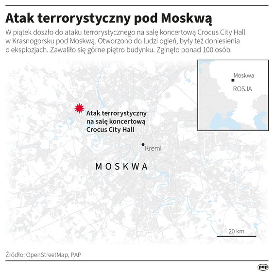 Miejsce ataku terrorystycznego pod Moskwą