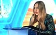 Wiceprezes Urzędu Regulacji Energetyki Renata Mroczek podczas konferencji prasowej.