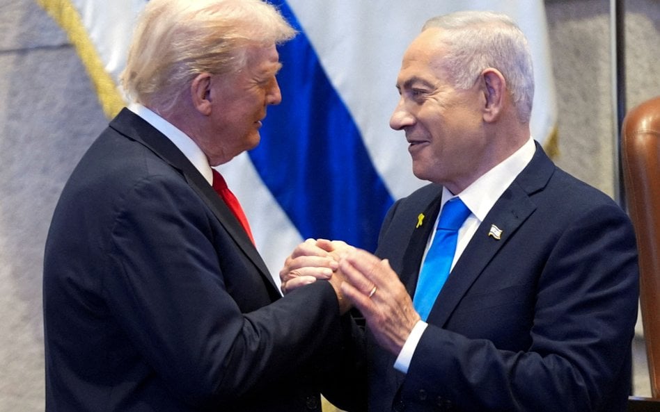 Donald Trump i Beniamin Netanjahu w Knesecie, październik 2025