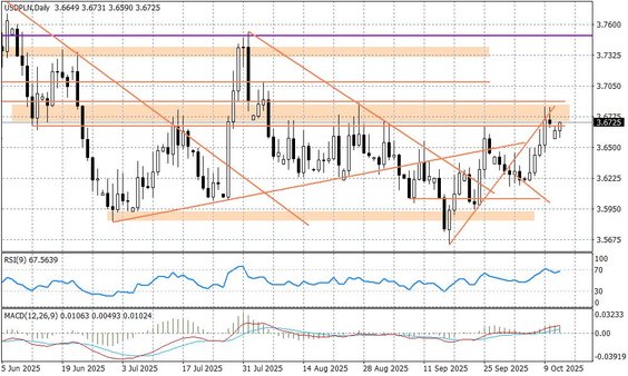 Wykres dzienny USDPLN