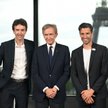 Antoine Arnault, Bernard Arnault i Tony Estanguet podczas ogłoszenia decyzji o podjęciu współpracy p
