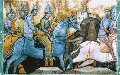 W 1241 r. Mongołowie najechali Węgry. Rycina przedstawia pogoń Mongołów za królem Belą IV