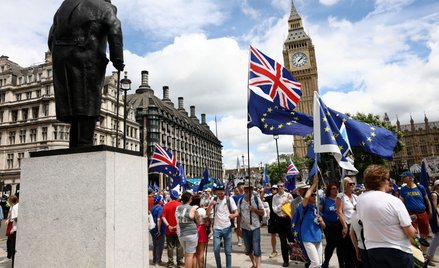 Demonstracja w dziesiątą rocznicę referendum w sprawie Brexitu. Brytyjczycy domagają się starań o po