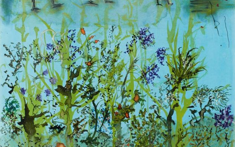 Mężczyźni idący do pracy po kwiatach, 2013, akwarela, grafit, papier, 35 x 25 cm