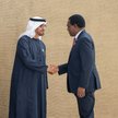 Muhammad ibn Zajid Al Nahajjan, prezydent Zjednoczonych Emiratów Arabskich, wita prezydenta Zambii, 