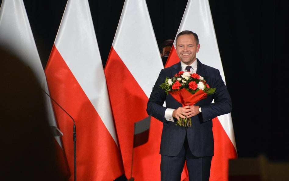 Karol Nawrocki podczas spotkania z mieszkańcami Grójca