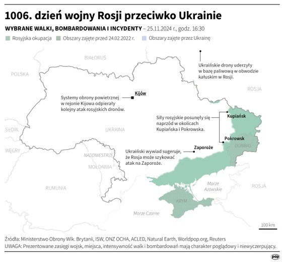 Tak wyglądała sytuacja na froncie w 1006 dniu wojny