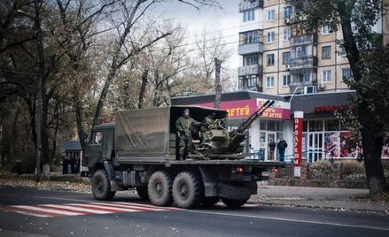 Działo przeciwlotnicze separatystów na ulicach Doniecka