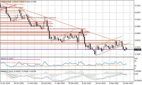 Wykres dzienny USDPLN