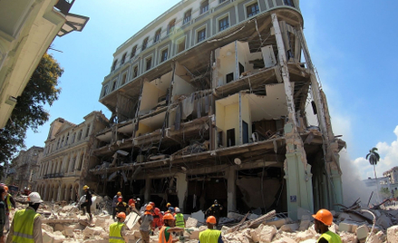 Wybuch poważnie uszkodził budynek hotelu w centrum Hawany, stolicy Kuby