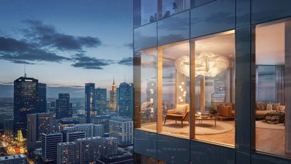 Smukłą bryłę wieżowca podkreślą liczne przeszklenia, otwierające wnętrza na panoramę stolicy.