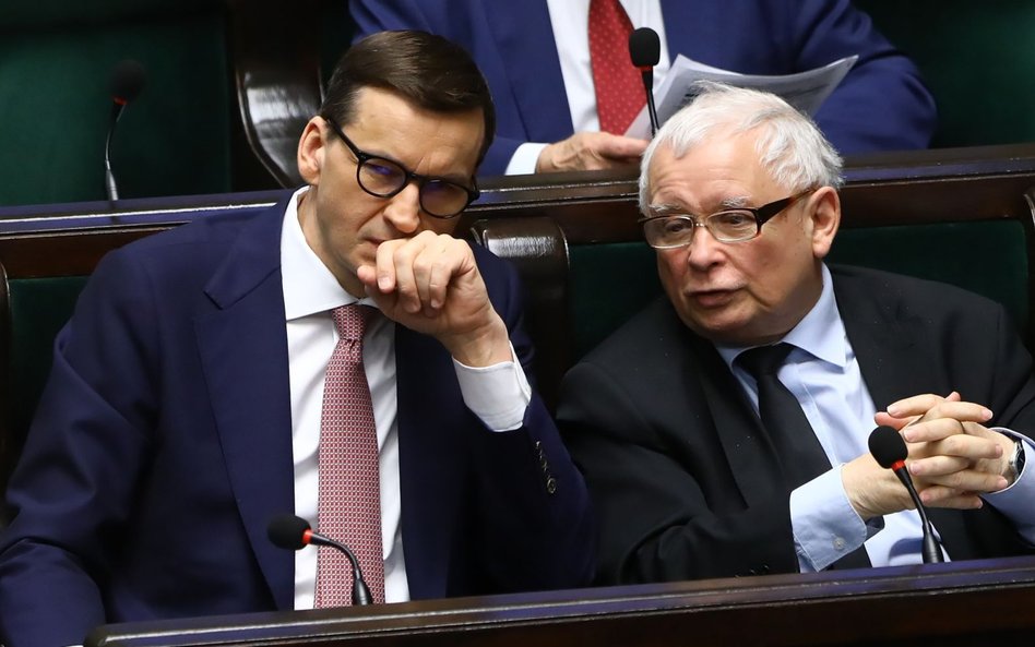 Premier Mateusz Morawiecki i prezes PiS Jarosław Kaczyński