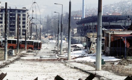 Centrum Sarajewa w marcu 1996 roku