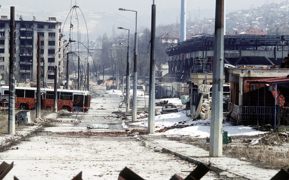 Centrum Sarajewa w marcu 1996 roku