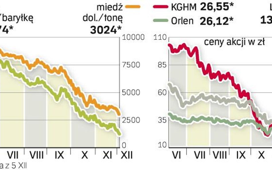 Drastyczne spadki cen przekreśliły optymistyczne scenariusze dla branży surowcowej. Akcjonariusze mu