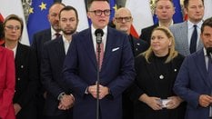 Szymon Hołownia na konferencji prasowej w Sejmie