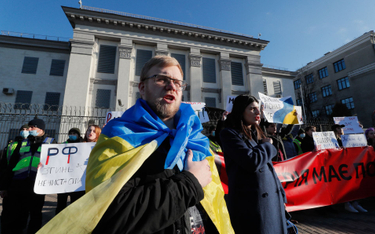 Protest przed ambasadą Rosji w Kijowie