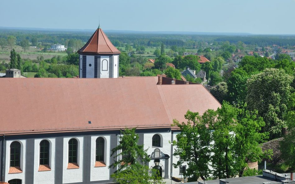 Zamek w Kożuchowie widok z wieży kościelnej.